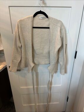 Pinkyotto Cream Open-Front Tie-Waist Knit Cardigan